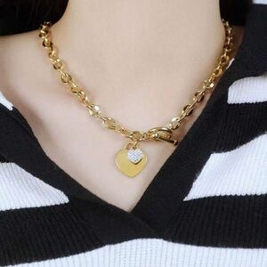 Gold Plated Stainless Steel Heart Pendant Necklace